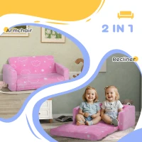 Qaba Couch with Glow in the Dark Cloud Pattern, Washable Cover, Pink(m-5)