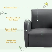 Qaba Kids Sofa Rocking Chair with Side Pocket, PU Leather Toddler Armchair for Children Grey(m-6)