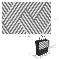 Outsunny Reversible Outdoor RV Rug, Patio Floor Mat, 6'x9' Plastic Straw Rug for Backyard, Deck, Beach, Camping, Grey and Cream(m-3)