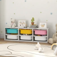 Qaba Kids Toy Storage Organizer with 6 Removable Plastic Bins for Toddlers, Toy Box for Bedroom, Nursery, Playroom(m-8)