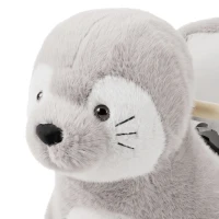 Qaba Baby Rocking Horse, Plush Seal Ride-On Toy for Toddlers 12-36 Months, Kids Animal Rocker with Sounds, Grey(m-11)