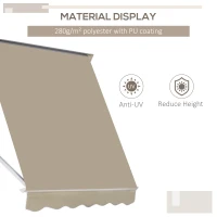 Outsunny 6' Drop Arm Manual Retractable Window Awning Sun Shade Shelter for Patio Balcony Outdoor, Aluminum, Can Cover 2 Windows, Cream White(m-4)