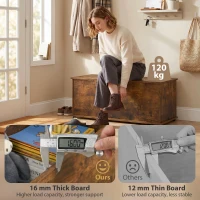 HOMCOM 39.5" Storage Chest with 2 Safety Hinges, Storage Box Organizer with Flip-Top Lid, Entryway Storage Bench, Rustic Brown(m-6)
