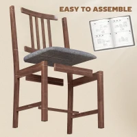 HOMCOM Set of 2 Dining Chairs, Upholstered Slat Back Dining Room Chairs with Rubberwood Legs and Padded Seat, Walnut(m-8)