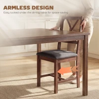 HOMCOM Set of 2 Dining Chairs, Upholstered X-Back Dining Room Chairs with Rubberwood Legs and Padded Seat, Walnut(m-7)