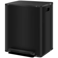 HOMCOM 2 x 6.6 Gallon Dual Trash Can with Removable Inner Buckets and Handles for Kitchen, Office, Bathroom, Black(m-2)