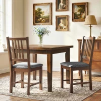 HOMCOM Set of 2 Dining Chairs, Upholstered Slat Back Dining Room Chairs with Rubberwood Legs and Padded Seat, Walnut(m-10)