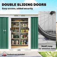 Outsunny 9' x 4' Metal Outdoor Storage Shed, Tool House with Double Lockable Doors for Backyard, Patio, Lawn, Garage, Dark Green(m-5)