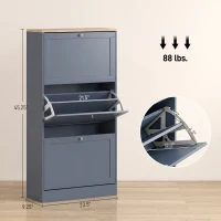 HOMCOM Modern Shoe Storage Cabinet with 3 Flip Drawers and Adjustable Shelves for 12-18 Pairs of Shoes, Blue(m-3)