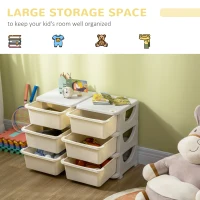 Qaba 3 Tier Kids Storage Organizer with 6 Drawers for Bedroom, Nursery, Kindergarten, Living Room, Boys and Girls, Cream(m-4)
