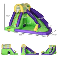 Outsunny 5-in-1 Inflatable Water Slide, Kids Castle Bounce House with Slide, Basketball, Pool, Water Cannon, Climbing Wall Includes Carry Bag, Repair Patches, 680W Air Blower(m-3)
