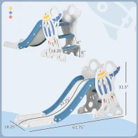 Qaba Kids Indoor Slide for Toddlers Ages 1.5-3, Small Toddler Slide, Space Toy Playset for Girls and Boys, Blue(m-3)