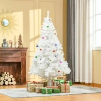HOMCOM 5.9ft Artificial Christmas Tree Xmas Holidays Décor with Ornament White(m-1)