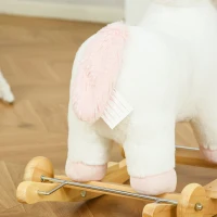 Qaba 2 in 1 Kids Rocking Horse, Rolling Unicorn with Sound, Wooden Base, Pedal, Grip Handle, for 3-6 Years Old, White(m-8)
