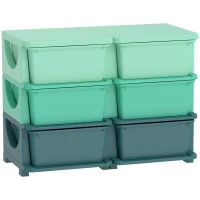 Qaba 3 Tier Kids Storage Organizer with 6 Drawers for Bedroom, Nursery, Kindergarten, Living Room, Boys and Girls, Green(m-11)