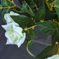 Outsunny 3FT Artificial Plant White Rose Floral in Pot, Fake Plant for Home Indoor Decor(m-12)