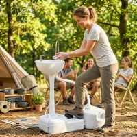 kleankin Portable Camping Sink, HDPE Handwashing Station Basin with 4.5 Gal Tank, 6.3 Gal Recovery Tank, Wheels & Soap Dispenser(m-2)
