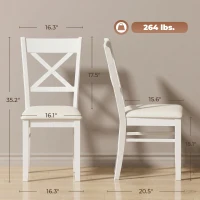 HOMCOM Dining Chairs Set of 2, Upholstered Kitchen Chairs with Rubberwood Frame, Padded Seat and X-Back, White(m-8)
