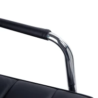 HOMCOM Home Office Chair, Modern Computer Desk Chair, Task Chair with Upholstered PU Leather, Adjustable Height, Swivel Wheels, Black(m-8)