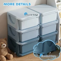 Qaba 3 Tier Kids Storage Organizer with 6 Drawers for Bedroom, Nursery, Kindergarten, Living Room, Boys and Girls, Blue(m-7)