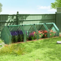 Outsunny Portable Mini Greenhouse, Outdoor Garden with Large Zipper Doors and Water/UV PE Cover, 12' x 3' x 3', Green(m-10)