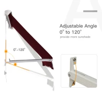 Outsunny 6' Drop Arm Manual Retractable Window Awning Sun Shade Shelter for Patio Balcony Outdoor, Aluminum, Wine Red(m-5)