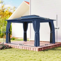 Outsunny 10' x 12' Outdoor Patio Gazebo, Soft Top Gazebo Canopy Shelter with Curtains, Netting, Steel Frame, Hooks, Blue(m-3)