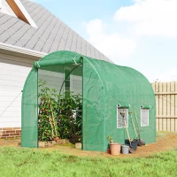 Outsunny 8'x6.6'x6.6' Heavy Duty Walk-in Greenhouse Garden Tunnel Hot House Outdoor Flower Vegetable Growth Warm House Roll Up Door, Windows, Steel(m-1)