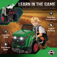 Qaba Truck Engine Toy, Kids Mechanic Repair Set with Spray, Lights, Sounds, Educational Gifts for 3-6 Years, Green(m-7)