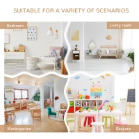 Qaba 4-Piece Set Kids Wood Table Chair Bench with Storage Function Easy to Clean Gift for Girls Boys Toddlers Age 3 Years up Natural and White(m-6)