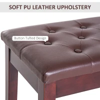 HOMCOM Piano Bench, Duet Piano Chair with Faux Leather Padded Cushion and Wooden Frame, Button Tufted Keyboard Bench, Brown(m-5)
