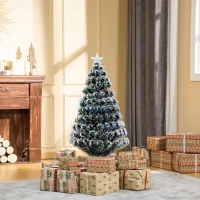 HOMCOM 4ft Pre-Lit LED Optical Fiber Christmas Tree Artificial Seasonal Decor(m-1)