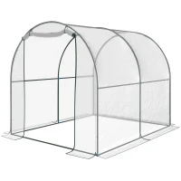 Outsunny Dome Tunnel Greenhouse Plant Shed with Roll Up Door, 6.6' x 8.2' x 6.6', Transparent(m-11)