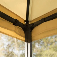 Outsunny 10' x 10' Metal Patio Gazebo, Double Roof Outdoor Gazebo Canopy Shelter with Tree Motifs Corner Frame and Netting, for Garden, Lawn, Backyard, and Deck, Beige(m-8)