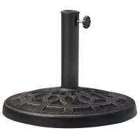 Outsunny 26 lbs Resin Round Umbrella Base Stand Market Parasol Base for Φ1.5", Φ1.89" Pole, for Backyard, Garden, Bronze(m-11)