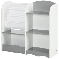 Qaba Kids Toy Storage Organizer Shelf, Children Bookshelf for Bedroom, Playroom, Nursery, Grey(m-2)