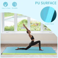 Soozier 4'x8'x2" Folding Gymnastics Tumbling Mat, Exercise Mat with Carrying Handles for Yoga, MMA, Martial Arts, Stretching, Core Workouts, Light Blue(m-6)