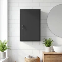 kleankin Wall Mount Medical Cabinet, Bathroom Cabinet with 3 Tier Shelves, 2 Keys, 15.7" x 7.1" x 23.6", Black(m-9)