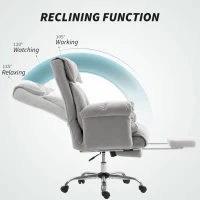 HOMCOM High Back Office Chair, Reclining Desk Chair with Footrest, Swivel Base, Rolling Wheels, Light Grey(m-6)