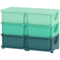 Qaba 3 Tier Kids Storage Organizer with 6 Drawers for Bedroom, Nursery, Kindergarten, Living Room, Boys and Girls, Green(m-1)