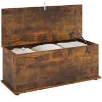 HOMCOM 39.5" Storage Chest with 2 Safety Hinges, Storage Box Organizer with Flip-Top Lid, Entryway Storage Bench, Rustic Brown(m-12)