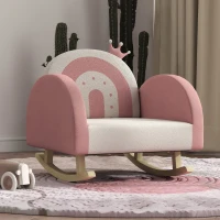 Qaba Kids Rocking Chair, Princess Crown Toddler Chair, Children's Armchair Rocker for Bedroom, Playroom, Pink(m-9)