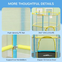 Qaba 4.6FT Trampoline for Kids with Safety Enclosure Net, for 3-6 Years Old, Gifts for Boys & Girls, Light Blue(m-6)
