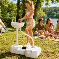 kleankin Portable Camping Sink, HDPE Handwashing Station Basin with 4.5 Gal Tank, 6.3 Gal Recovery Tank, Wheels & Soap Dispenser(m-9)