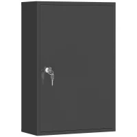 kleankin Wall Mount Medical Cabinet, Bathroom Cabinet with 3 Tier Shelves, 2 Keys, 15.7" x 7.1" x 23.6", Black(m-1)