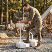 kleankin Portable Camping Sink, HDPE Handwashing Station Basin with 4.5 Gal Tank, 6.3 Gal Recovery Tank, Wheels & Soap Dispenser(m-8)