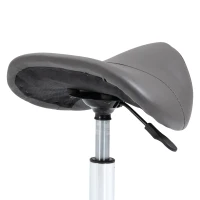 HOMCOM Adjustable Hydraulic Rolling Salon Stool Swivel Saddle Chair Spa Beauty Seat PU Leather, Grey(m-9)