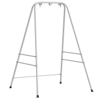 Outsunny Hammock Chair Stand  Indoor and Outdoor Use with Anti-Slip Foot Pads, 2 Carabiners, White(m-11)