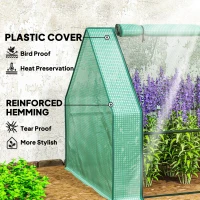 Outsunny Portable Mini Greenhouse, Outdoor Garden with Large Zipper Doors and Water/UV PE Cover, 12' x 3' x 3', Green(m-4)