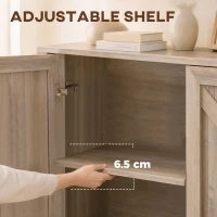 HOMCOM Sideboard Buffet, Storage Cabinet with Barn Door and Adjustable Shelf, TV Stand for TVs up to 65 Inches, Light Grey(m-5)